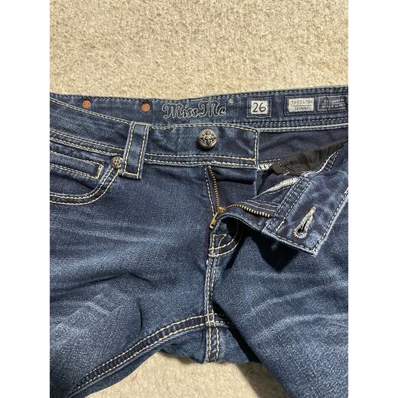 Miss Me Skinny Jeans Womens 26 JP5567G4 Embroidered Pockets Denim Low RIse Y2K - Picture 13 of 15